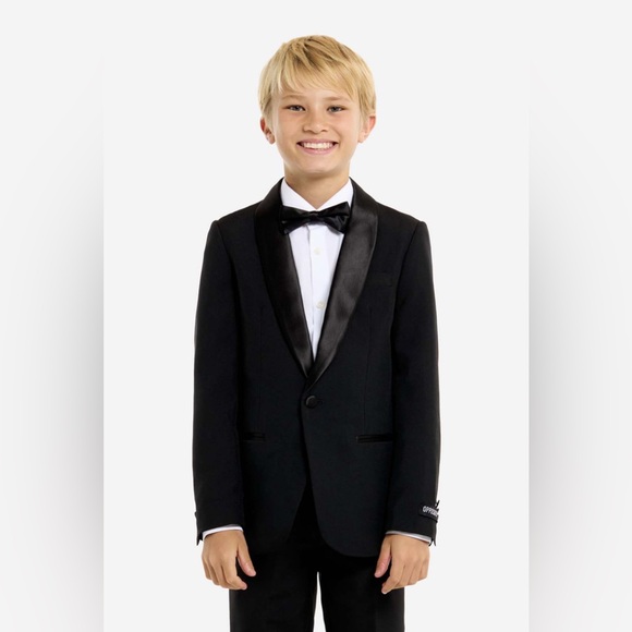 Opposuits tuxedo for boys in jet set black size 16Y.